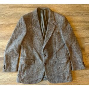 Vtg 70s Harris Tweed Handwoven Scottish Wool Blazer Jacket Suit Coat Made In USA